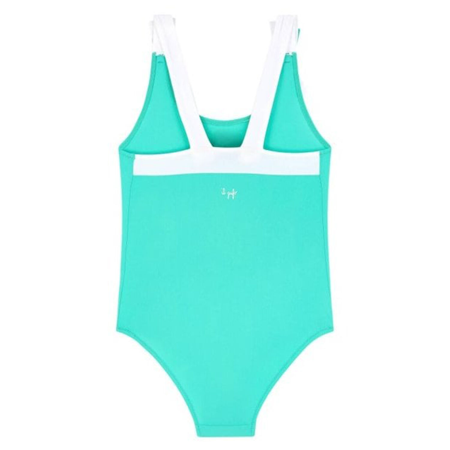 Girls Green & White Bow Swimsuit, 1, hi-res