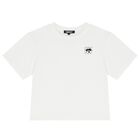 تي شيرت بشعار على شكل قلب باللون الأبيض  للبنات, 1, hi-res