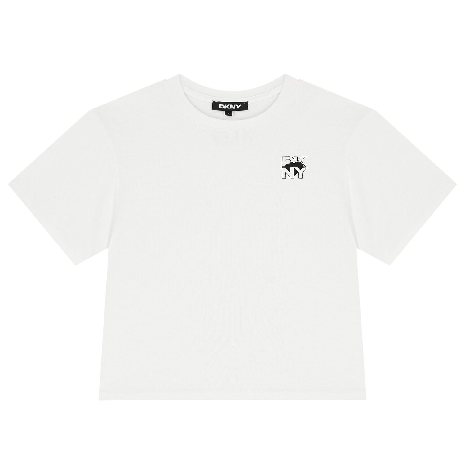 تي شيرت بشعار على شكل قلب باللون الأبيض  للبنات, 1, hi-res