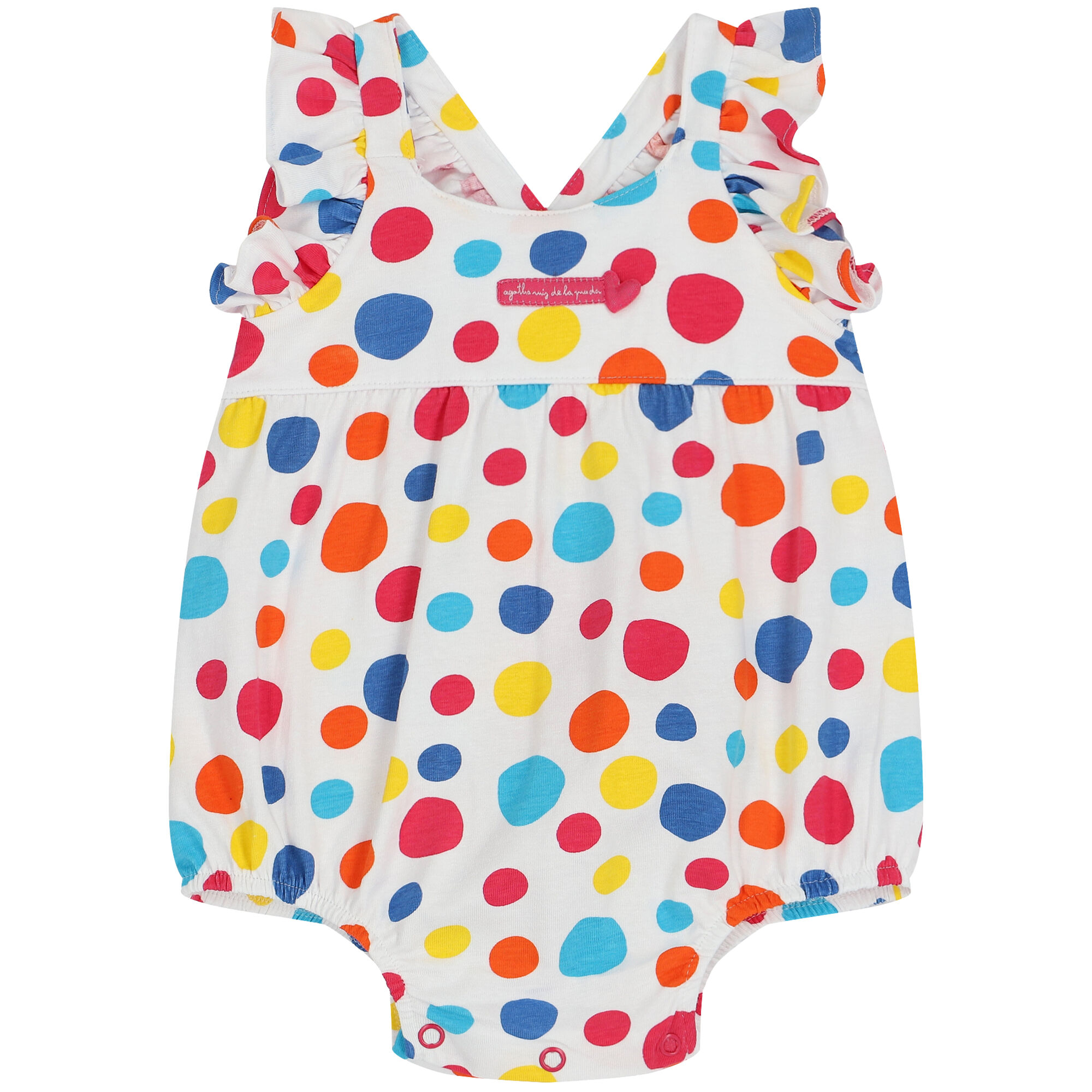 Agatha Ruiz De La Prada Baby Girls White Polka Dots Shortie Junior Couture UAE