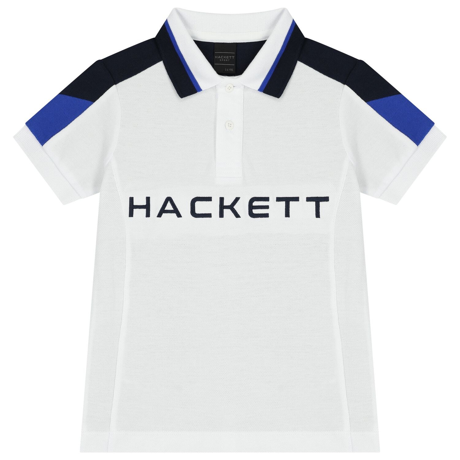 Boys White & Navy blue Logo Polo Shirt, 2, hi-res