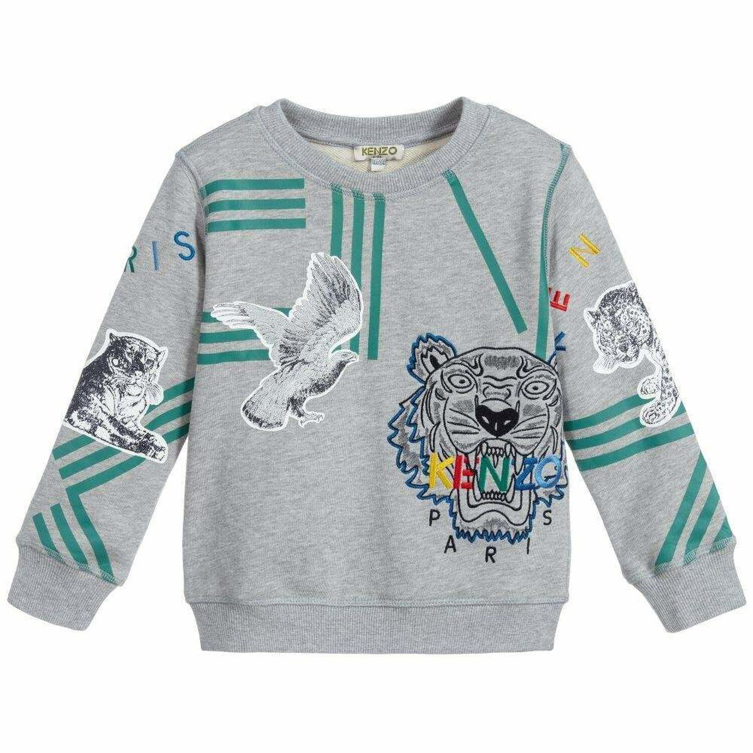 Kenzo Kids Boys Grey Logo Sweatshirt