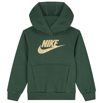 Boys Green Logo Hooded Top