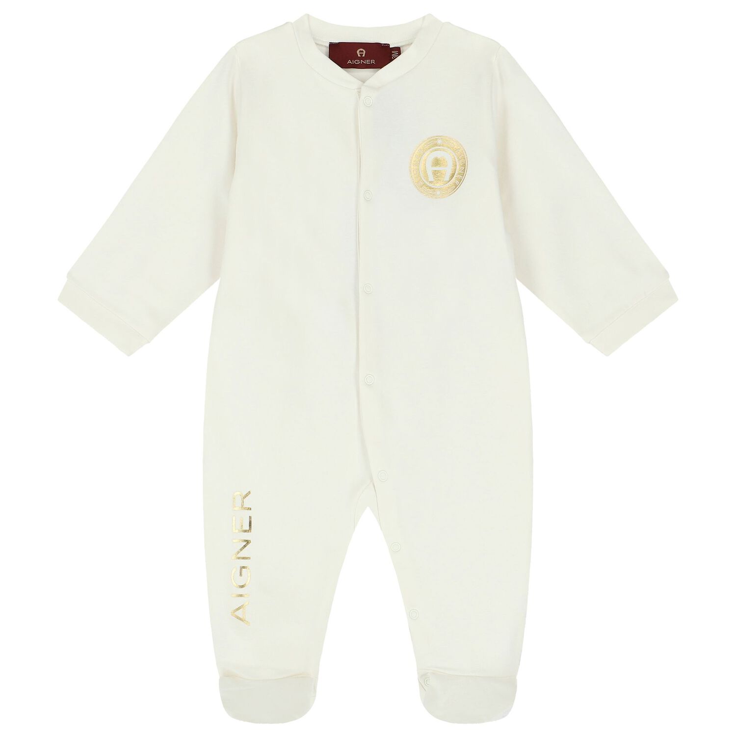Ivory & Gold Logo Babygrow, 1, hi-res