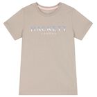 Boys Beige Logo T-Shirt, 7, hi-res
