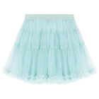 Girls Aqua Tulle Skirt, 1, hi-res