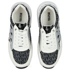 Girls White & Black Logo Trainers, 1, hi-res