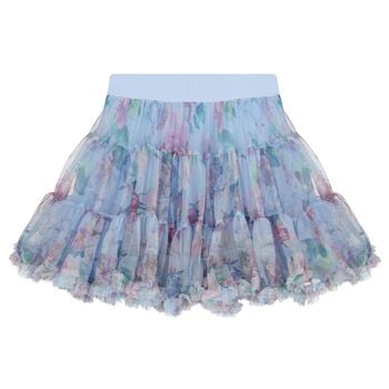 Girls Blue Floral Tutu Skirt