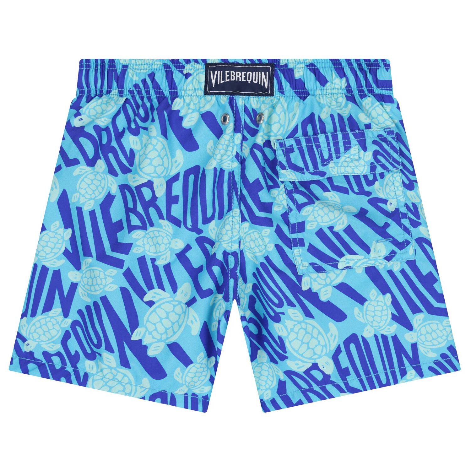 Boys Blue Turtle Swim Shorts, 1, hi-res