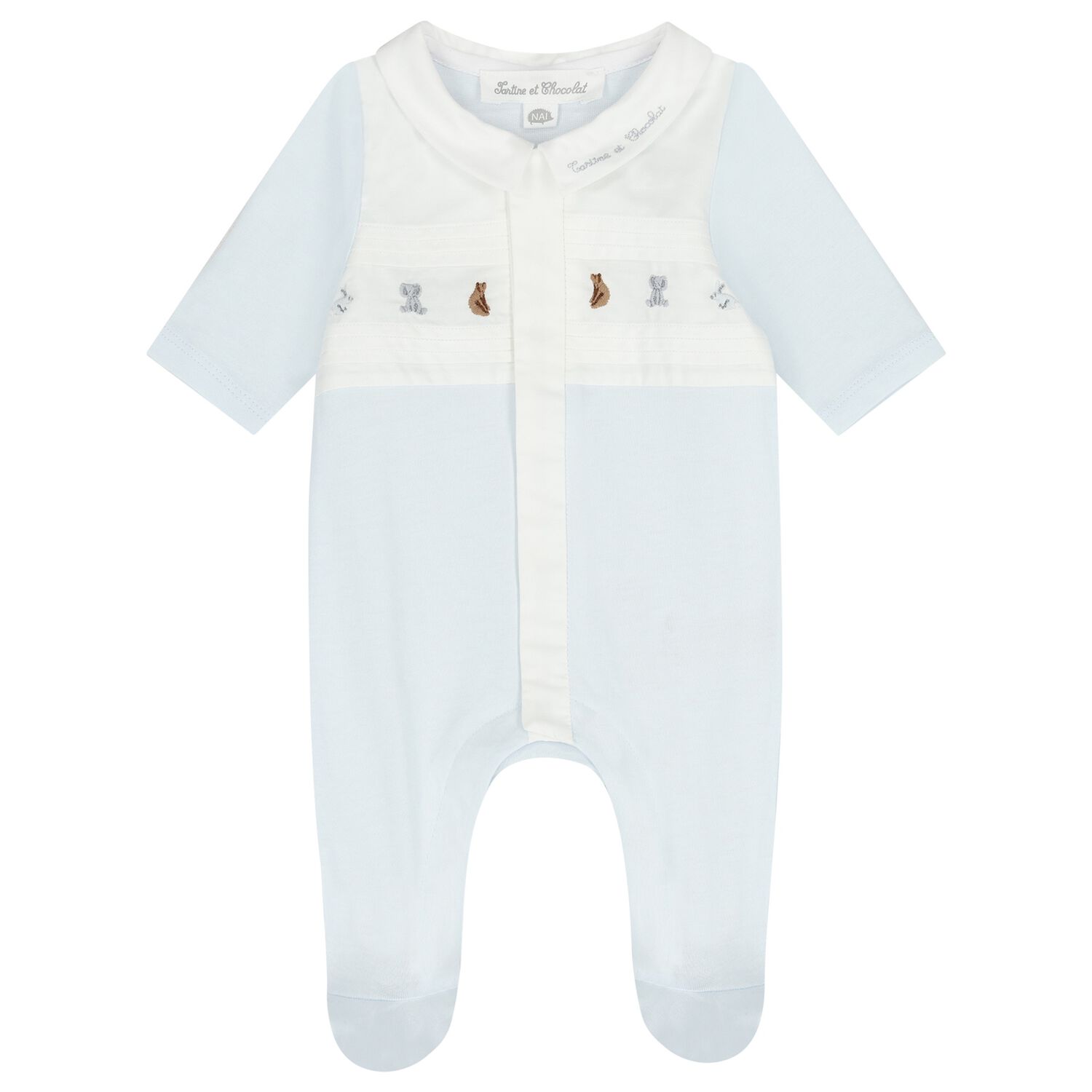 Baby Boys White & Blue Logo Babygrow, 2, hi-res