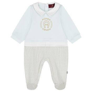 ملابس أطفال بشعار باللون  أزرق للأولاد