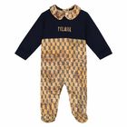Baby Boys Navy & Beige Geo Map Babygrow, 1, hi-res