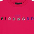 سويت شيرت بالشعار باللون الزهرى للبنات, 1, hi-res