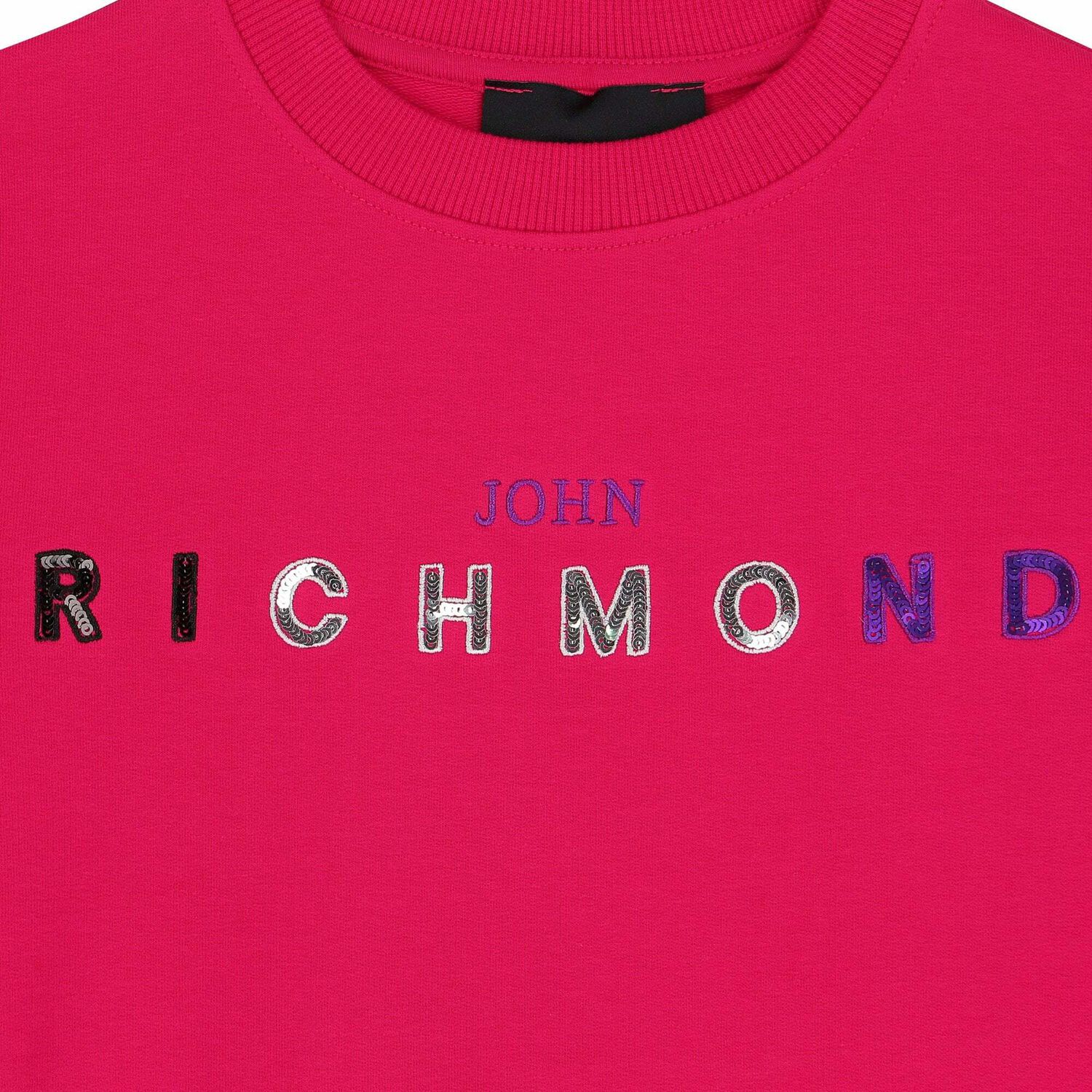 سويت شيرت بالشعار باللون الزهرى للبنات, 1, hi-res image number null