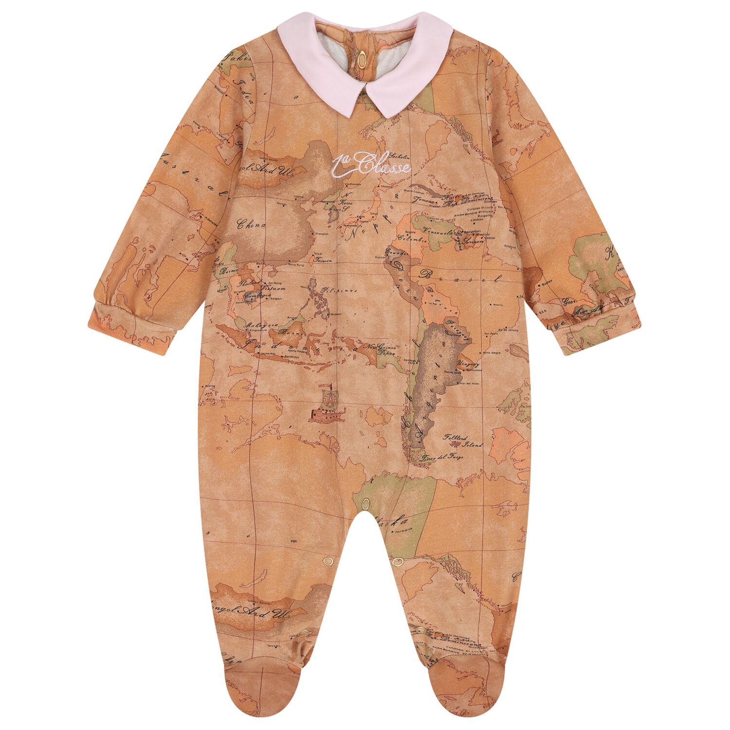 Baby Girls Beige & Pink Geo Map Babygrow Gift Set, 2, hi-res