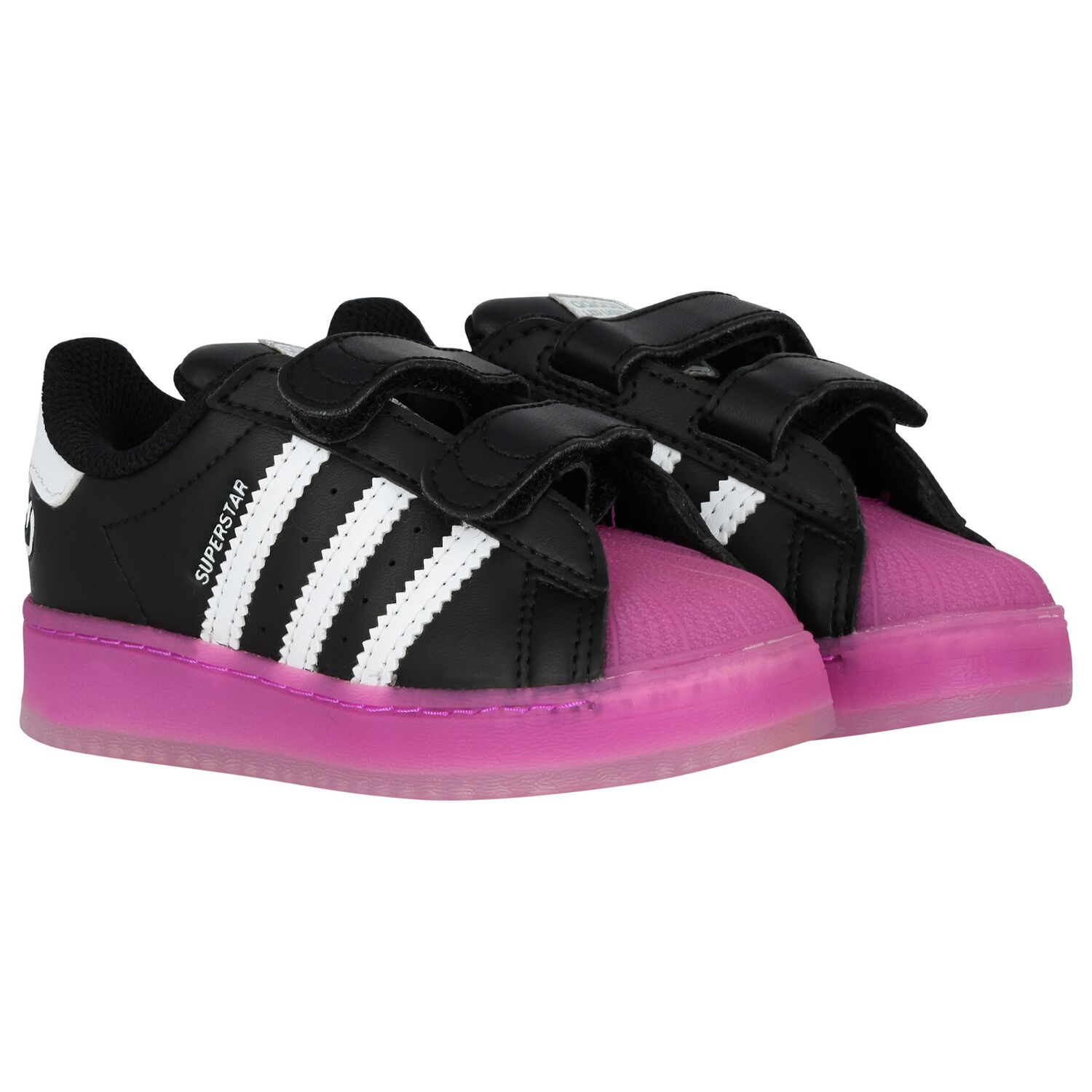 Girls Black & Pink Superstar Led Lights Trainers, 1, hi-res