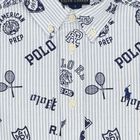 تيشيرت أولاد بالشعار مخطط باللون الأبيض والأزرق, 1, hi-res