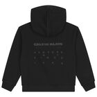 Boys Black Logo Hooded Top, 1, hi-res