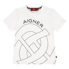 Younger Boys White Logo T-Shirt, 1, hi-res