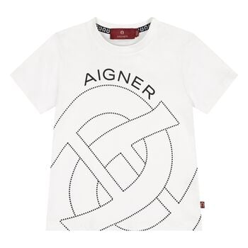 Younger Boys White Logo T-Shirt