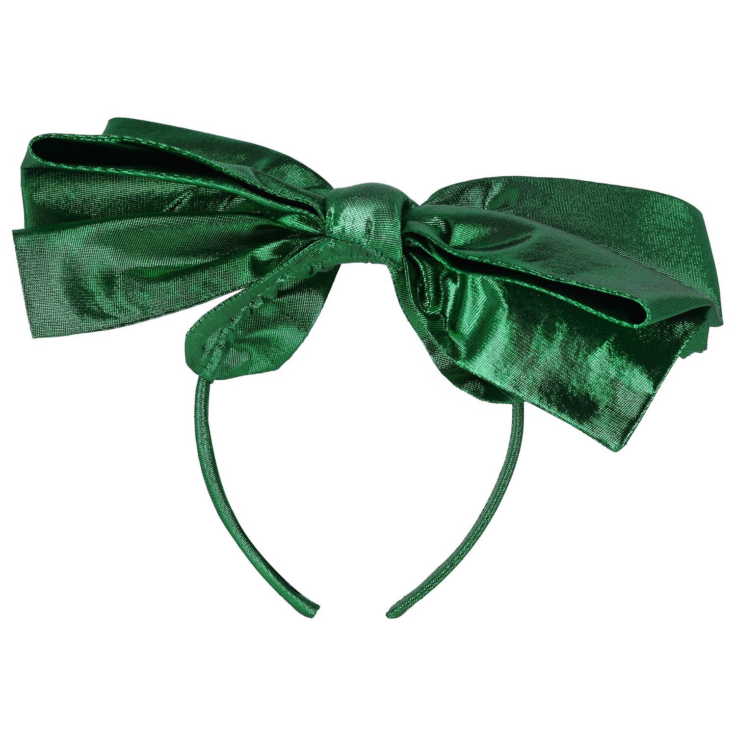 Girls Metallic Green Bow Headband, 1, hi-res image number null