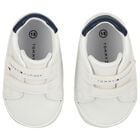 حذاء ما قبل المشي للأولاد باللون الأبيض بشعار, 1, hi-res