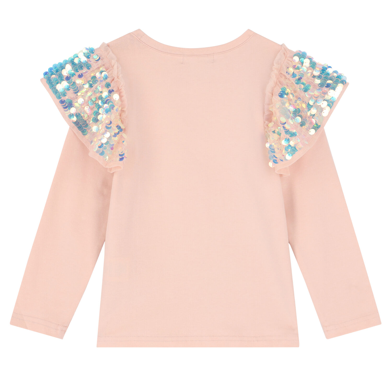 Girls Pink Sequin Long Sleeve Top, 1, hi-res