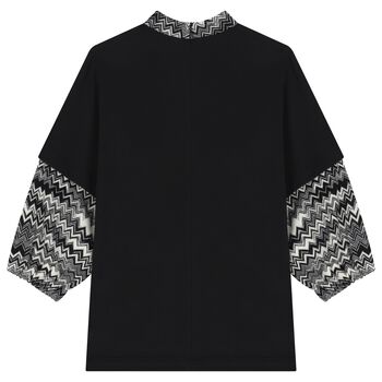 Girls Black Logo Zig Zag Dress