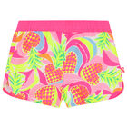 Girls Pink Pineapple Swim Shorts, 1, hi-res