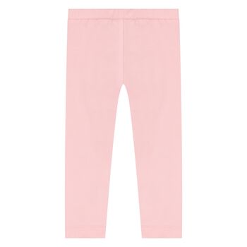 Younger Girls Pink Teddy Bear Logo Leggings