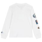 Boys White Logo Long Sleeve Top, 1, hi-res