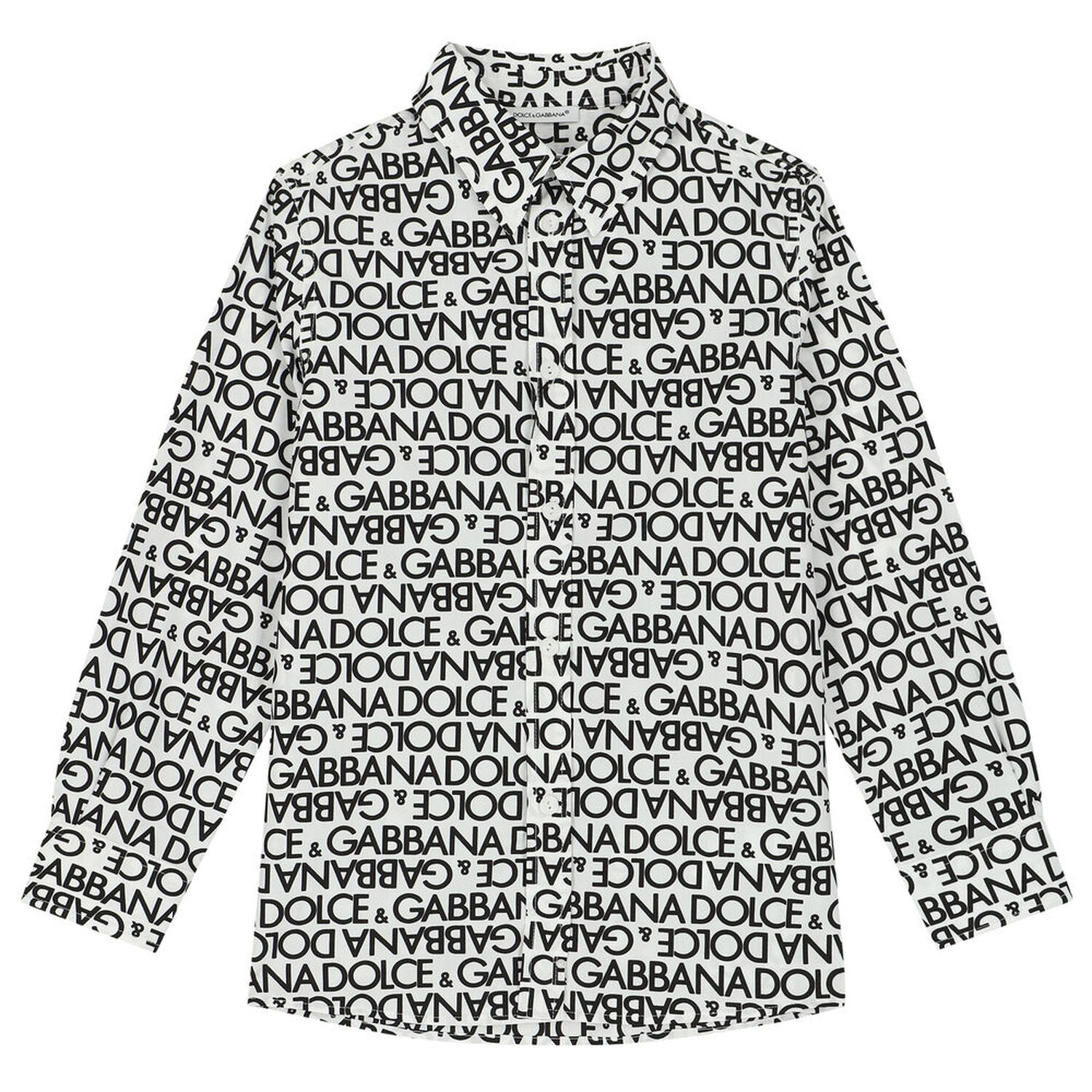 Boys White & Black Logo Shirt, 1, hi-res