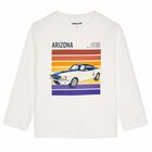 Boys Ivory Car Long Sleeve Top, 1, hi-res