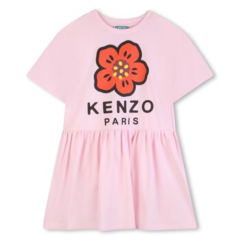 Girls Pink Boke Flower Dress