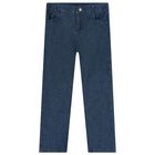Boys Ivory & Blue Teddy Bear Logo Trousers Set, 1, hi-res