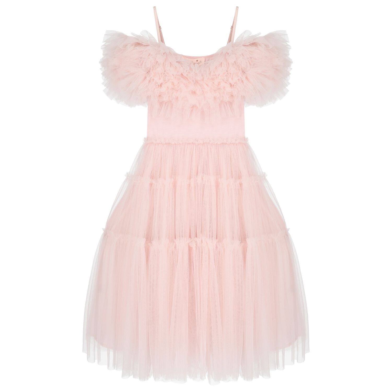 Girls Pink Ruffled Tulle Dress, 1, hi-res