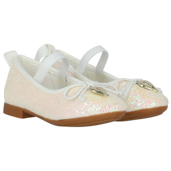 Younger Girls Ivory Glitters Ballerina Shoes