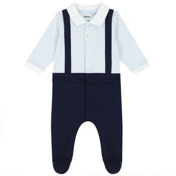 Boys Navy Blue Logo Babygrow