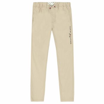 Boys Beige Logo Trousers