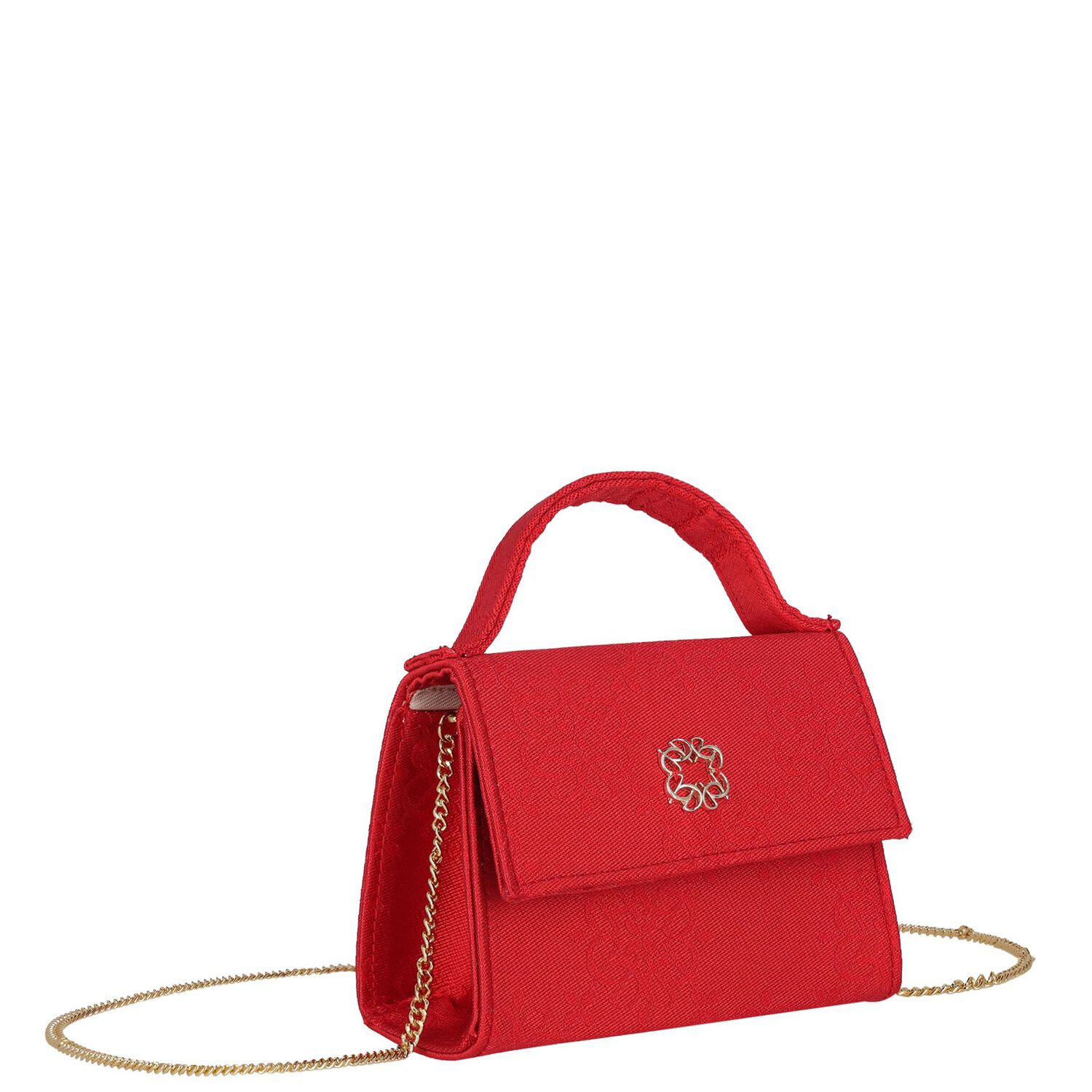 Girls Red Jacquard Logo Handbag ( 13cm ), 1, hi-res