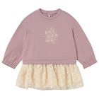 Younger Girls Pink & Beige Star Dress, 3, hi-res