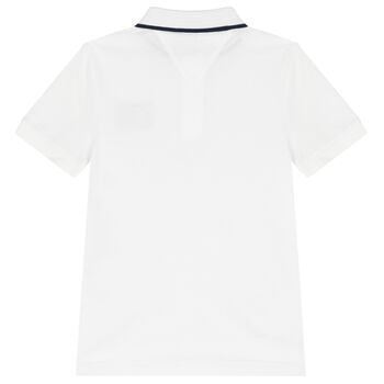 Boys White Logo Embroidery Polo Shirt