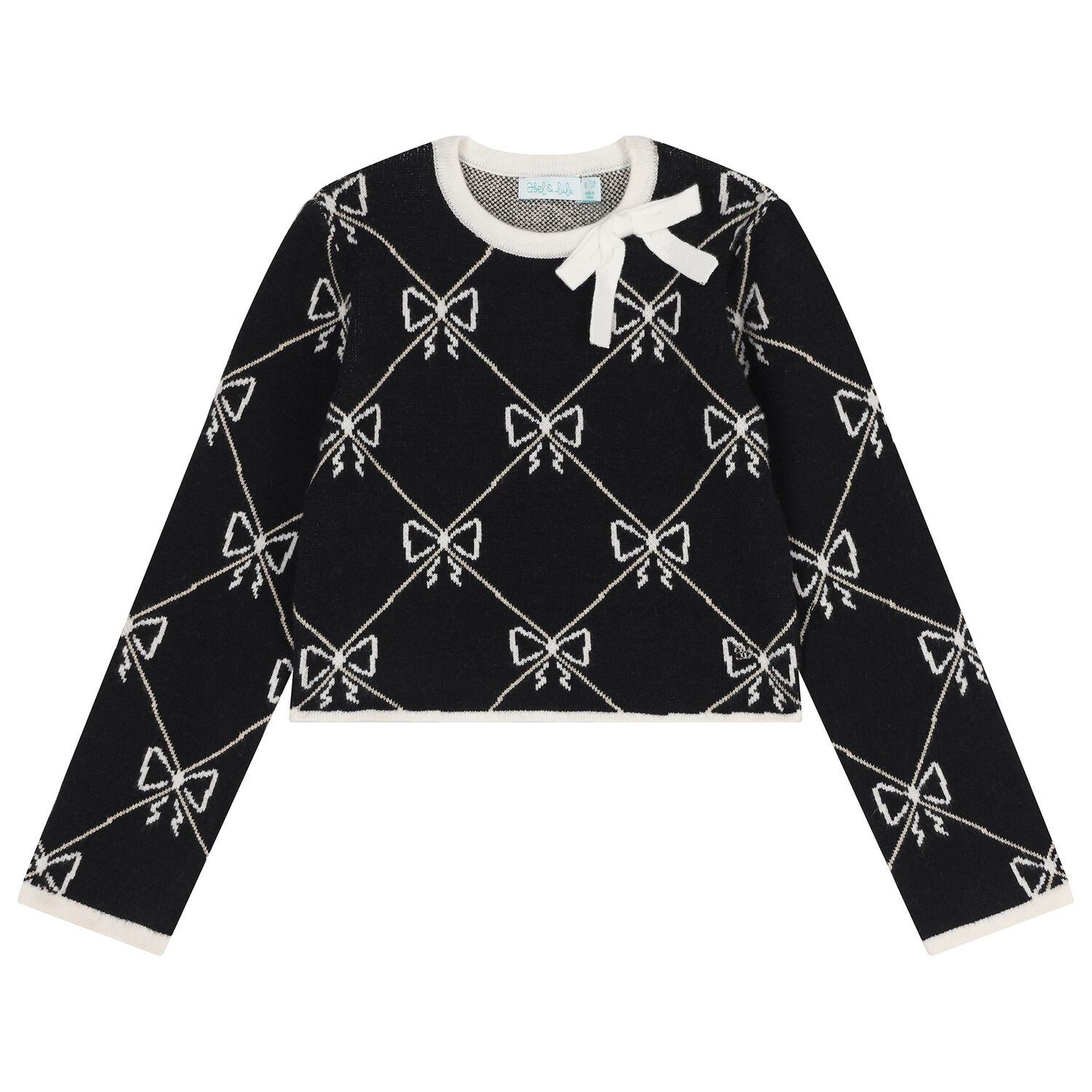 طقم تنوره محبوكه للبنات باللون الاسود , 1, hi-res