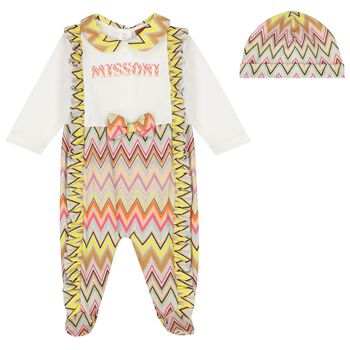 طقم هدايا أفرول بالشعار للبنات باللون الأبيض