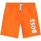 شورت سباحة أولاد بالشعار باللون البرتقالى, 3, hi-res
