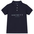 Boys Navy Cotton Logo Polo Shirt, 2, hi-res