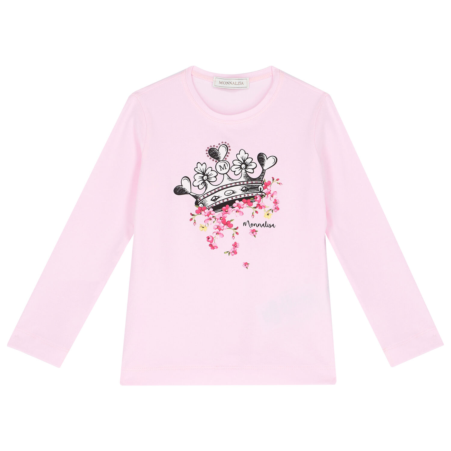 Girls Pink Crown Print T-Shirt, 1, hi-res image number null