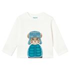 Younger Boys Ivory Tiger Long Sleeve Top, 1, hi-res