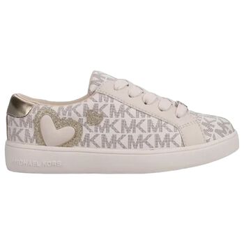 Girls Ivory & Gold Logo Trainers