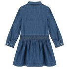 Girls Blue Floral Denim Dress, 1, hi-res